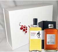 VINADDICT Coffret Cadeau Premium, Whisky Japonais Nikka From The Barrel 50cl et Suntory Toki 70cl, Coffret Blanc Aimanté, Collection Spiritueux