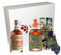 VINADDICT Coffret Cadeau Rhum Don Papa, 2 Bouteilles 70 cl (7 Ans et Masskara), avec Pierres à Whisky, 3 Pièces