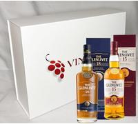 VINADDICT Coffret Cadeau Whisky The Glenlivet, 2 Bouteilles Single Malt 15 et 18 ans, 2x70cl, Étuis et Coffret Blanc Aimanté