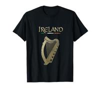 VinagreShop T-Shirt Irlandais Drapeau et Harpe avec Trèfles Noir Homme S