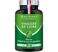 Vinaigre de Cidre - 1500 mg - Avec Chrome - Aide à la Perte de Poids, Contrôle du Taux de Sucre Sanguin - Alternative au Morosil - Goût Neutre - 120 Gélules Vegan - Nutrimea - Fabriqué en France