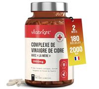 Vinaigre de Cidre de Pomme VitaBright | 2000 mg par Dose | 180 Gélules Véganes | Apple Cider Vinegar avec la Mère, Non Filtré | Avec 5 Souches de Ferments Lactiques, Épices Biologiques et Inuline