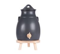 Vinaigrier 3,5 l en grès gris sur socle bois - Table Passion