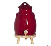 Vinaigrier 3,5 l en grès rouge sur socle bois