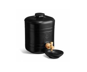Vinaigrier complet en grès avec Robinet Bonde et Couvercle Emile Henry 2.5L Noir Truffe