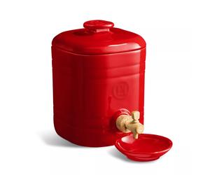 Vinaigrier complet en grès avec Robinet Bonde et Couvercle Emile Henry 2.5L Rouge Grand Cru