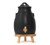 Vinaigrier 3,5 l en grès gris sur socle bois - Table Passion