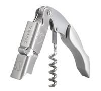 VINAK Tire-bouchon professionnel XPERT INOX en acier inoxydable avec double support articulé + ouvre-bouteille + couteau coupe-capsule et spirale professionnel groove