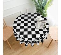 VinAmy Couverture de Table Ronde Motif Drapeau à Damier de Course Noir et Blanc 60 Pouces Nappe Douce résistante aux Rides pour Les fêtes de Cuisine Camping