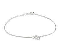 Vinani Anklet - Coeur double - prolongée de 23 cm à 27 cm - Italie de grande qualité - Chaine Cheville - Argent 925 - FDH