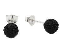 Vinani Boucles d'Oreilles Clous - Boule petit - Cristal de Swarovski - noir - Argent 925 - OKC