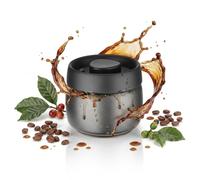 VINATO 0.4L Boîte à Café Hermétique Sous Vide, Récipient en Acier Inoxydable pour Café Moulu & Grains, Boîte de Conservation Anti-Lumière & Anti-Odeur (Noir)
