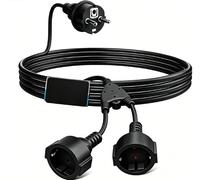 VINATO 1.5M Rallonge Double Prise, Schuko Câble de Rallonge 16A/250V/3680W