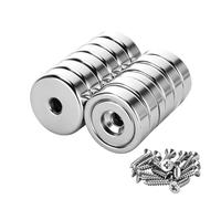 VINATO 12 Aimants Néodyme à Visser 20x5 mm, Pot Magnétique avec Trou & Vis M4, Boîtier Acier, Force Maintien 10 kg Vertical, Rondelles Aimantées, Boîte Rangement