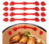 VINATO 12 Pièces Boucles Magnétiques en Silicone pour Friteuse à Air, Boucle Magnétique Résistante à la Chaleur Réutilisable, Aimants Fixateurs pour Papier Parchemin de Friteuse à Air (Rouge)