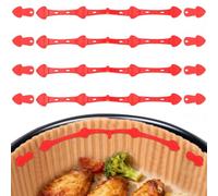 VINATO 12 Pièces Boucles Magnétiques pour Friteuse a Air, Aimants pour Air Fryer en Silicone, Boucle de Fixation Magnétique Papier Parchemin, Réutilisables Résistante à la Chaleur (Rouge)