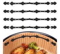 VINATO 12 Pièces Boucles Magnétiques pour Friteuse a Air, Aimants pour Air Fryer en Silicone, Boucle de Fixation Magnétique Papier Parchemin, Réutilisables Résistante à la Chaleur (Noir)