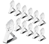 VINATO 12 Pièces Pince Nappe Table en Acier Inoxydable, 4cm Pinces à Nappe Clips avec Design Feuille, Pinces de Table pour l'Intérieur et l'Extérieur, Jardin, Barbecue, Fête（Feuille Fleur）