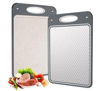 VINATO 2-en-1 Planche à Découper Inox et PP de Paille de Blé - Plancha 35x24cm, Planche à Découper Professionnelle avec Rainure pour Le Jus (Sans BPA)