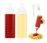 VINATO 2 Pcs Bouteilles Sauce Plastique, 1000ml Bouteilles à Presser, Squeeze Bottle Anti-Fuite, Recipient Sauce, avec Autocollants et Brosse, pour Ketchup Sauce Piquante Huile d’Olive Vinaigrettes