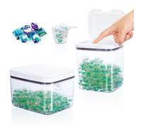VINATO 2 Pièces Boite à Détergent,Rangement Detergent avec étiquettes et Cuillères,Grande Capacité Durable Boite Lessive,Boîtes Transparentes pour Lessive, Poudre et Perles Parfumées