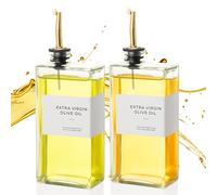 VINATO 2 Pièces Bouteille Huile Olive 500ml, Entonnoir1, Étiquettes36, Huilier En Verre Avec Bec Verseur Huile D'olive Pour Cuisine, Café Et Bar