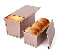 VINATO 2 Pièces Moule Pain de Mie, Moule Pain de Mie avec Couvercle, 21 x 12 x 11,7cm + 19 x 9,5 x 8cm, Rectangulaire Moule a Brioche pour Faire des Baguettes et des Brownies à Sandwich
