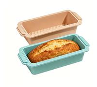 VINATO 2 Pièces Moules à Pain en Silicone, Moule à Cake, Moule Gateau Silicone,Moules Rectangulaires Antiadhésifs 28x16x6.5 cm pour Pain, Cake & Toast - Bleu & Rose