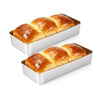 VINATO 2 Pièces Plat à Rôtir Inox,Rectangulaire Plaque Antiadhésif | Surface Brillante Anti-Rayures, Bords Lisses Sécurisés, Passe Au Lave-Vaisselle, Parfait Pour Pâtisseries Et Plats Salés.