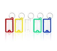 VINATO 20Pcs Porte Clef Etiquette,Porte Clés Etiquette en Plastique,Porte Cle Personnalisé 5 Couleurs avec Étiquettes à Papier Ligné pour Porte Étiquette et Organisation
