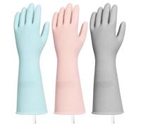 VINATO 3 Paires de Gants de Ménage,Gants Vaisselle Antidérapants en Latex, Imperméables, Réutilisables, pour le Nettoyage de Cuisine, la Protection des Mains et les Tâches Ménagères-Taille M