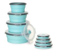 VINATO 4PCS Récipient Alimentaire Pliable en Silicone, Saladier Avec Couvercle Sans BPA - Boite Repas pour Camping/Cuisine, Micro-Ondes/Lave-Vaisselle/Résistant/Congélateur