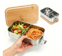 VINATO 700ML Lunch Box Inox, Boîte Repas Hermétique avec Compartiment, Boite Alimentaire Inox pour Bureau, École et Voyage, Lunch Box Anti-Fuite et Léger