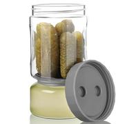 VINATO 930ml Pot Cornichon en Verre, Pot à Cornichon Sablier Retournable, Bocal Olives Retournable Sablier, Sans BPA, Lave-vaisselle Sécurisé, pour Concombres, Olives, Kimchi(Gris)