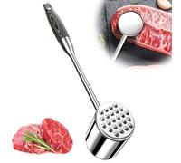 VINATO Attendrisseur de Viande en INOX avec Manche en Bois - Marteau à Viande 32 cm, Double Face, Lave-Vaisselle, pour Steak, Escalope, Volaille & Plus