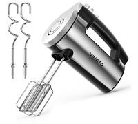 VINATO Batteur Électrique, 300W Mixeur Main avec 6 Vitesses, 2 Fouets et 2 Crochets Pétrin en Inox pour Pâte, Oeufs, Gâteaux, Crème