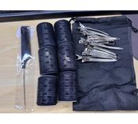 VINATO Bigoudis 32 pièces - Auto-agrippants avec noyau en aluminium, 18 bigoudis en 3 tailles (40mm, 30mm, 20mm), 12 pinces, 1 peigne, pochette de rangement, Pour boucles sans chaleur et volume