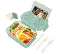 VINATO Boîte Bento Repas 1400ml, BPA Free & PP Alimentaire - Lunchbox Micro-Ondable avec Ustensiles, Boîte à Compartiments Premium pour Adulte et Enfant Vert