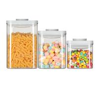 VINATO Boite Hermetique Alimentaire 3 Pièces, Bocaux Rangement en Plastique avec Couvercles 600/1250/2280ml Boîte Rangement Cuisine pour Céréales, Farine, Pâtes