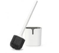 VINATO Brosse WC Silicone avec Support, Brosse Toilettes Silicone，Brosse WC Suspendu Blance pour Salle de Bain