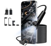 VINATO Caméra endoscopique à Double Objectif - 10 m, 1080P HD, IP67 étanche, sonde 8 mm avec 8 LEDs, Connexion directe Type-C (adaptateurs iPhone/Android Inclus)
