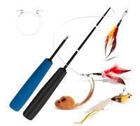 VINATO Canne à Pêche pour Chat Télescopique, Jouet Interactif avec 4 Têtes de Rechange (Oiseau à Clochette, Souris, Plumes), Jeu pour Chat d'Intérieur pour Stimuler l'Instinct de Chasse