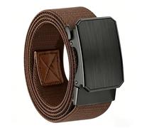 VINATO Ceinture Tactique Homme sans Trou, Ceinture Militaire Réglable Élastique, avec Boucle Alliage, 125cm Long pour Travail, Randonnée, Outdoor (Marron)