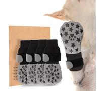 VINATO Chaussettes pour Chien Antidérapantes, Lot de 4 Protège-Pattes pour Chiens de Taille Moyenne, Grande et Senior, Coton avec Bandes Réfléchissantes, pour Intérieur et Extérieur, Taille L