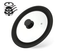 VINATO Couvercle Universel 24/26/28 cm, 3 Tailles Couvercle pour Casserole | avec bord en silicone gradué et trou vapeur