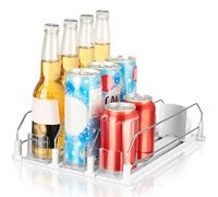 VINATO Distributeur Automatique de Canettes pour Frigo, Organisateur avec 3 Rangées Ajustables, Rangement Transparent Boissons et Bouteilles, Idéal Réfrigérateur de Cuisine et Camping-Car