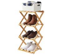 VINATO Étagère à Chaussures Pliable à 4 Niveaux Etagere Chaussures en Bambou, Rangement Chaussures Gain de Place pour Entrée, Chambre