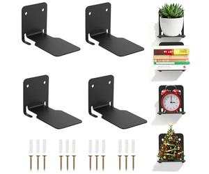 VINATO Etagere Flottante Murale,Set de 4 Etagères Murales pour Le Salon,Tablette Murale Métal Stable pour Cuisine,Chambre