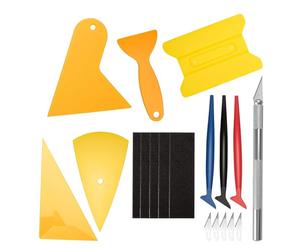 VINATO Kit de 10 Racloirs pour Films Automobile & Vitres - Set de racloirs avec raclette en Feutre, raclette Triangulaire, Micro raclette, grattoir à Bords et Cutter de précision pour Teinture