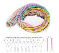 VINATO Kit de Scoubidou Fil avec 200 Pièces Fils Élastiques, 20 Couleurs pour Fabrication de Bracelets, Inclus 20 Accessoires-10 Anneaux et 10 Mousquetons, pour Scoubidou Kit Création et